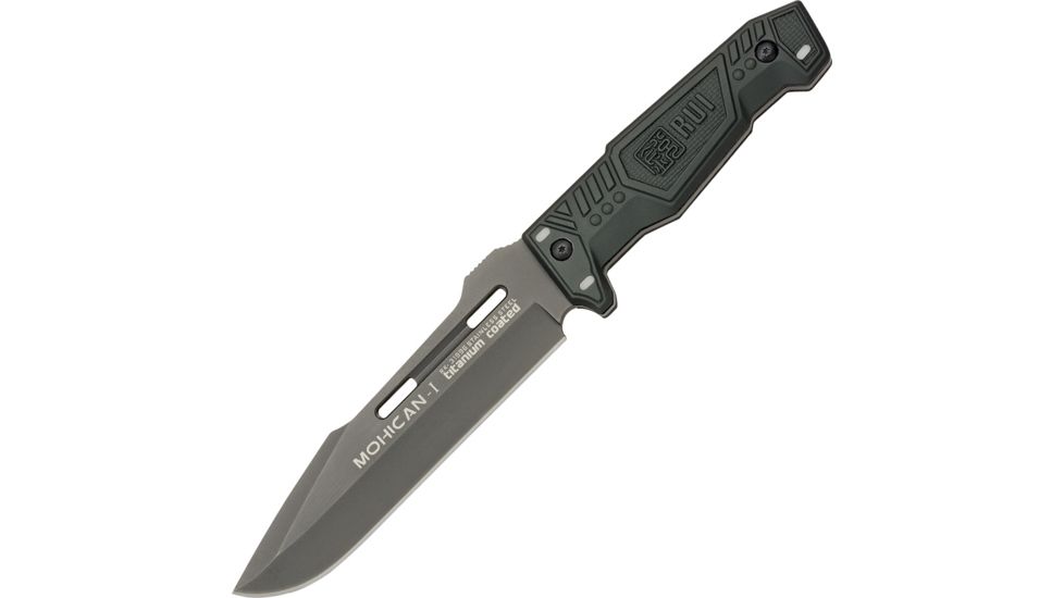 RUI Mohican I Tactical Fixed Blade Knife, 6.25in, Drop Point, Black, Aluminum Handle RUI31996
