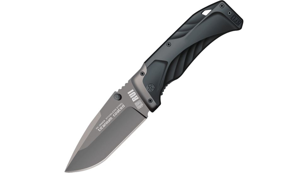 RUI Tacitcal Linerlock Black Folding Knife,3.75in,Drop Point, Black Handle RUI19669