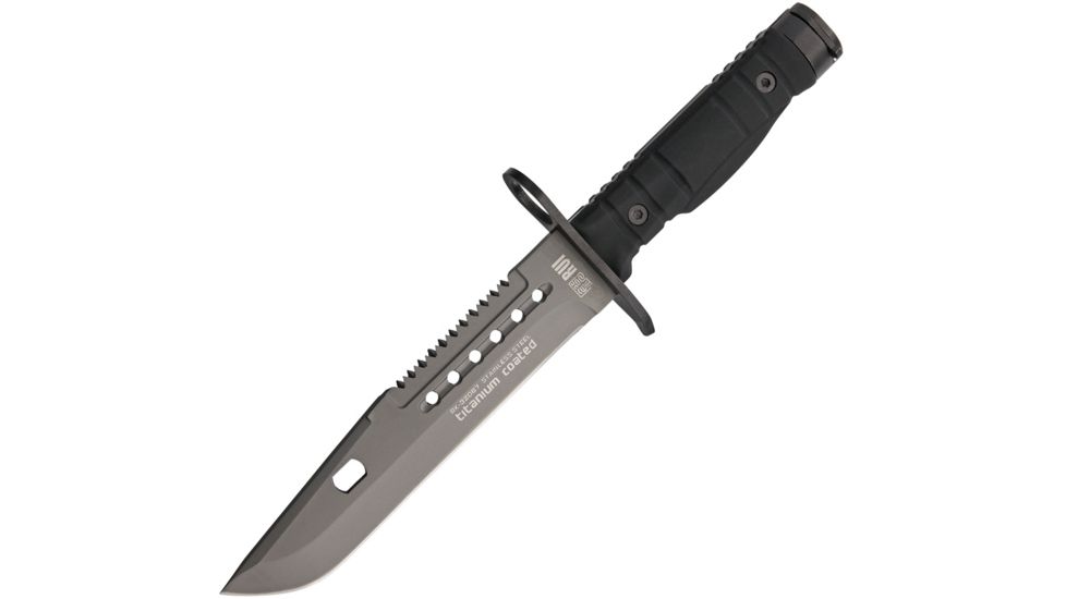 RUI Tactical Knife Fixed Blade Knife, 7in, Black Rubberized Handle RUI32067