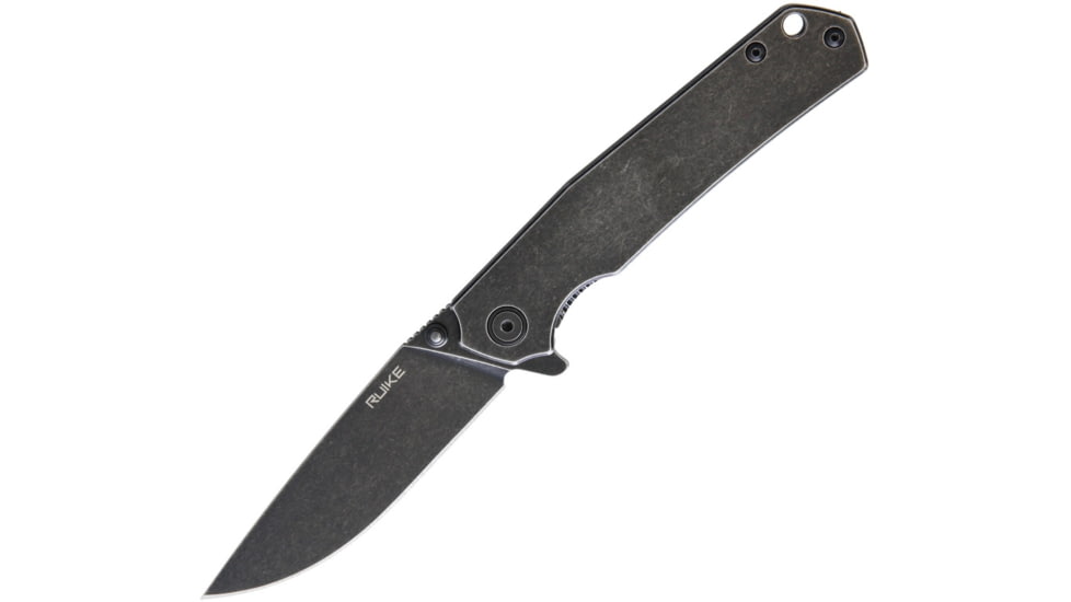 RUIKE P801 Framelock Folding Knife, 3.5in Black Oxide Coated 14C28N Sandvik SS Blade, Black Oxide SS Handle, Thumb Stud, Pocket Clip, P801-SB