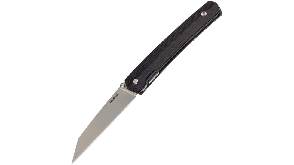 RUIKE P865 Linerlock Folding Knife, 3.5in Satin 14C28N Sandvik SS Blade, Black G10 Handle, Thumb Stud, Pocket Clip, P865-B