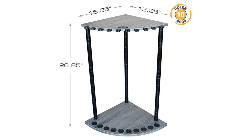 Rush Creek Creations 10 Rod Corner Rack, Barn Wood, Rod Canvas, 15 x 15 x 27, 38-4062