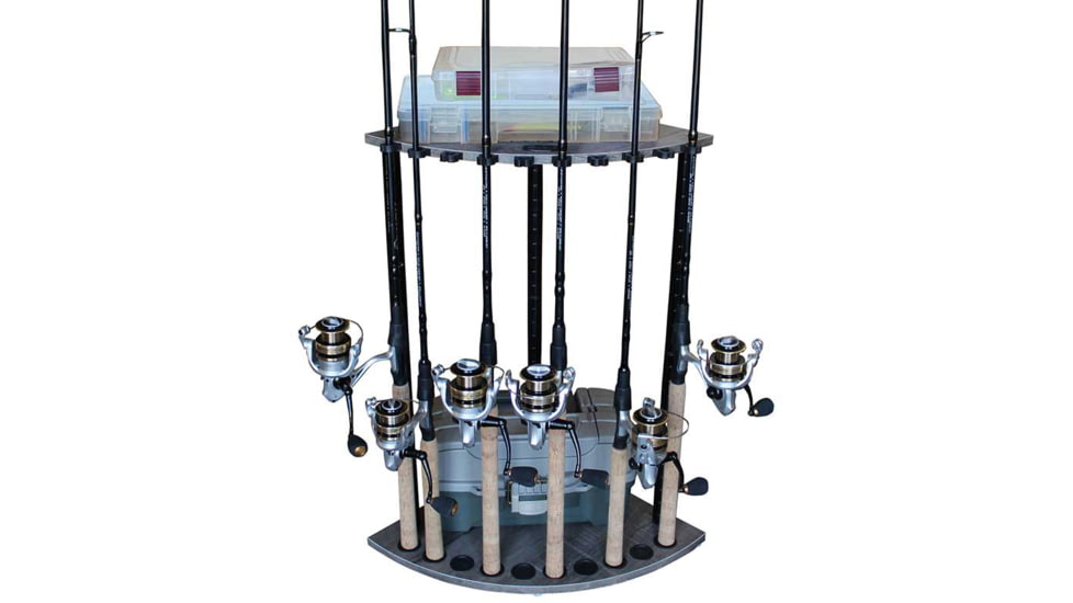 Rush Creek Creations 10 Rod Corner Rack, Barn Wood, Rod Canvas, 15 x 15 x 27, 38-4062