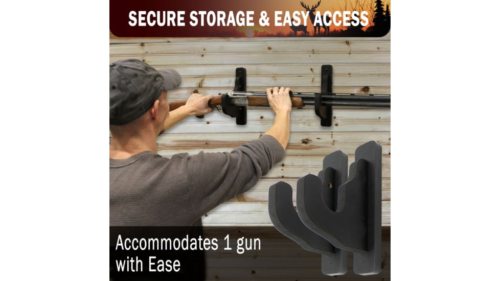 Rush Creek Creations 2-Piece Padded Gun Display Wall Hooks, Black, 38-5073