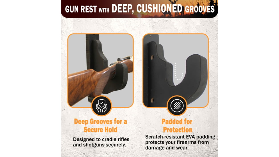 Rush Creek Creations 2-Piece Padded Gun Display Wall Hooks, Black, 38-5073