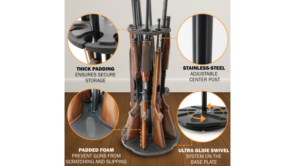 Rush Creek Creations 8 Gun Spinning Rack, Black, 38-5065