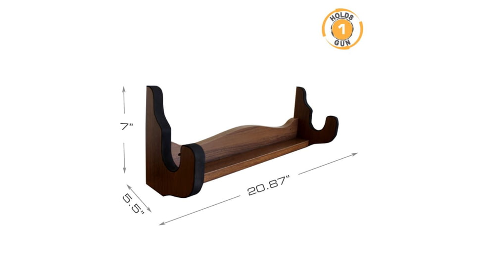 Rush Creek Creations Single Gun Wall Rack, Dark Walnut, 21 x 5 x 7, 38-4068