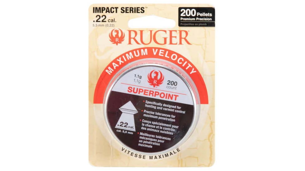 RWS Ruger Impact Pellets .22 Superpoint Extra 17 Grains, 200 Rounds, 2230040