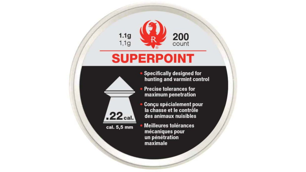 RWS Ruger Impact Pellets .22 Superpoint Extra 17 Grains, 200 Rounds, 2230040