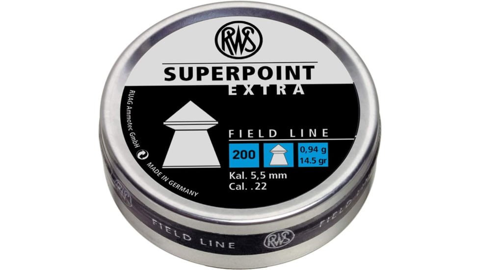 RWS Superpoint Extra Field Line .22 Pellets, 14.5 Grain, Pointed, 200 Pack, 2317410