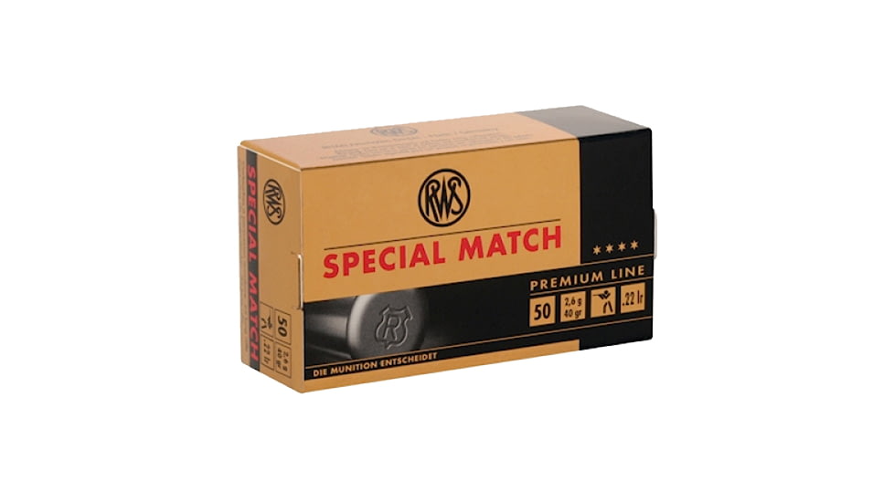 RWS/Umarex Special Match .22 Long Range 40 Grain Lead Round Nose Ammo, 50 Rounds, 2134225