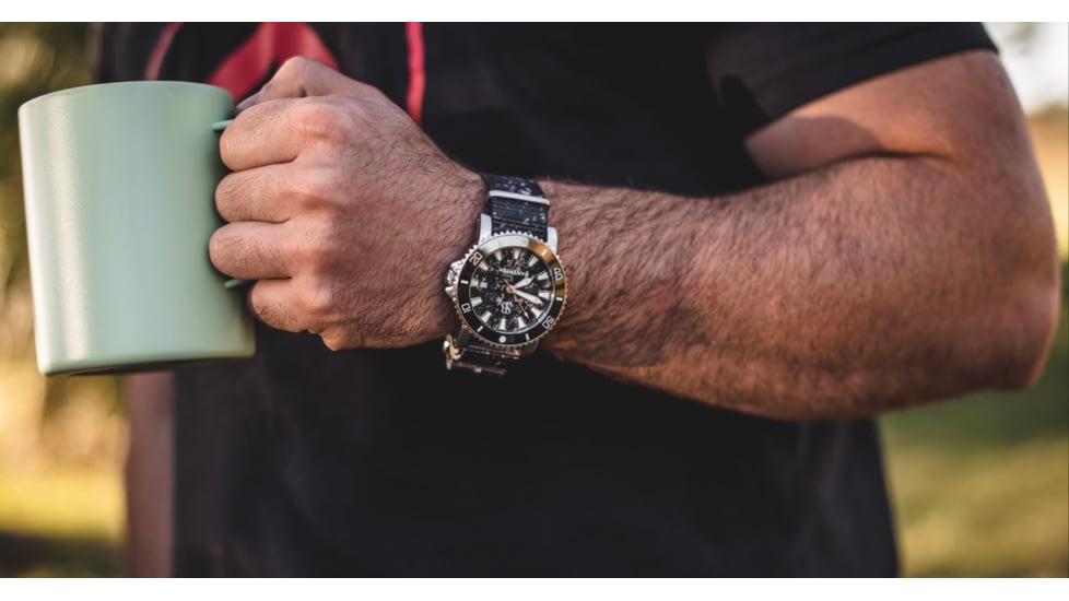 S&amp;B Watches Atlantis A2 KRYPTEK Dive Watch, Silver Case W/ Nox Black Dial, 44mm, ATKR102