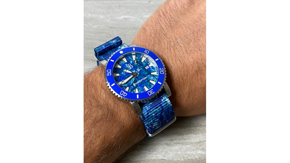S&amp;B Watches Atlantis A2 KRYPTEK Dive Watch, Silver Case W/ Oceanus Blue Dial, 44mm, ATKR101