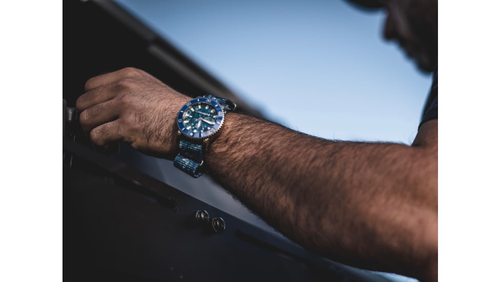 S&amp;B Watches Atlantis A2 KRYPTEK Dive Watch, Silver Case W/ Oceanus Blue Dial, 44mm, ATKR101