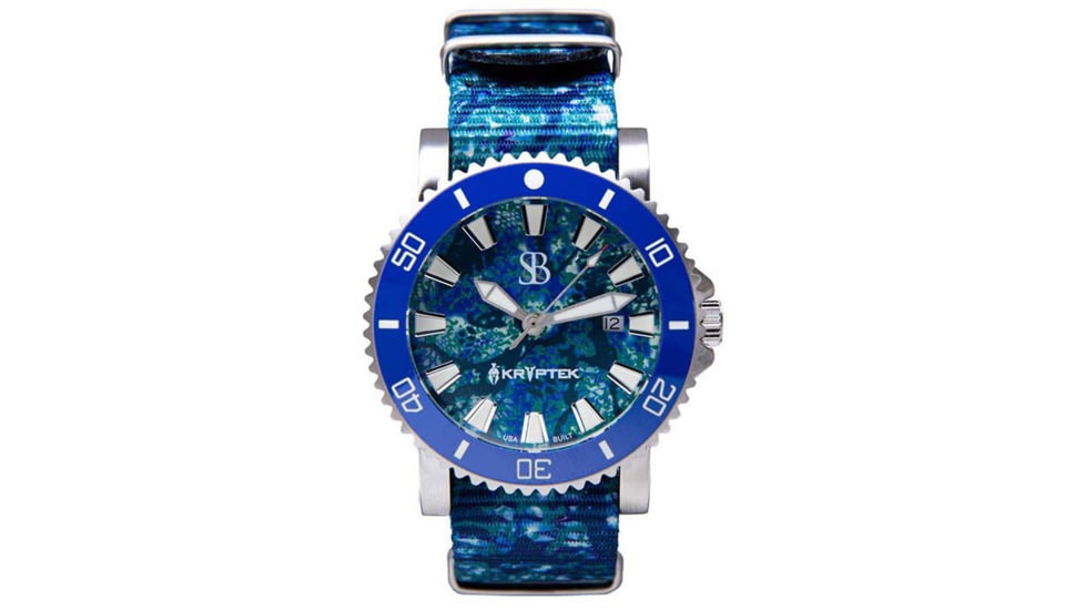 S&amp;B Watches Atlantis A2 KRYPTEK Dive Watch, Silver Case W/ Oceanus Blue Dial, 44mm, ATKR101