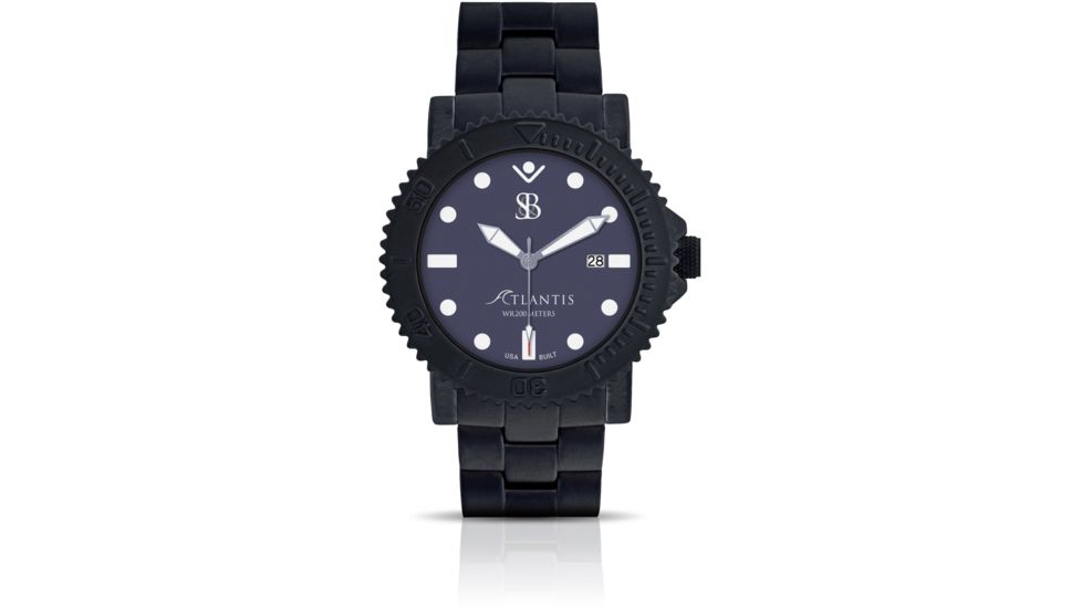 Smith &amp; Bradley Watches Atlantis Automatic Dive Watch, Black Case/Blue Dial, 44mm, ATL204