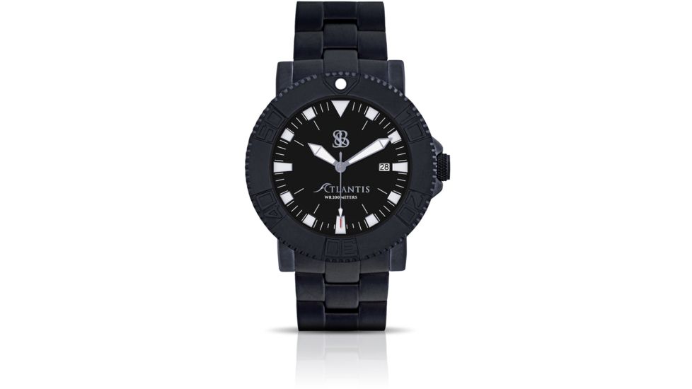 Smith &amp; Bradley Watches Atlantis Pro Automatic Watch, Black Case/Black Dial, 44mm, ATPR205