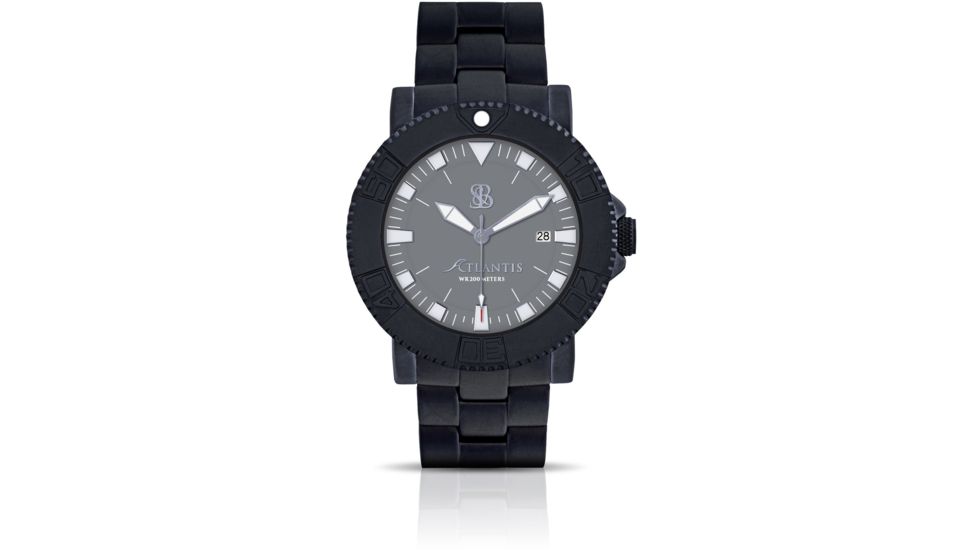 Smith &amp; Bradley Watches Atlantis Pro Automatic Watch, Black Case/Gray Dial, 44mm, ATPR202