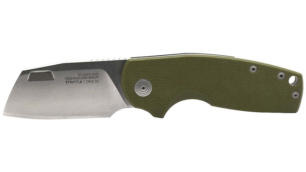 SOG Specialty Knives &amp; Tools Stout FLK Folding Knife, 2.1 in Blade, D2 Steel, OD Green, SOG14031157