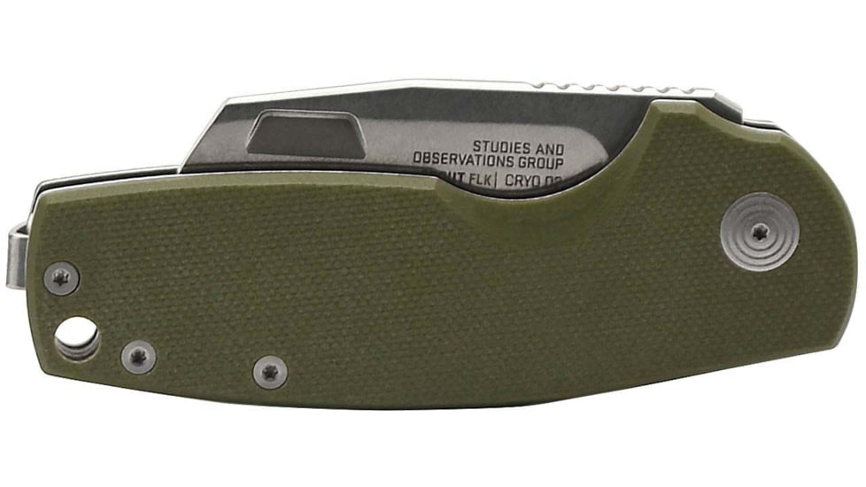 SOG Specialty Knives &amp; Tools Stout FLK Folding Knife, 2.1 in Blade, D2 Steel, OD Green, SOG14031157