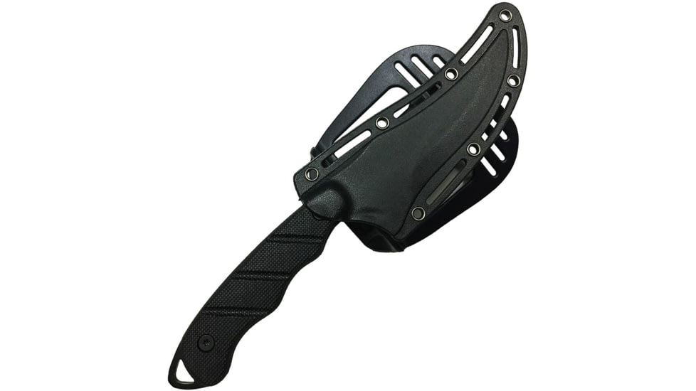 S-TEC Fixed Blade Knife, 9in Overall, 4.25in Black SS Blade, Black Finger Grooved G10 Handle, Black Nylon Sheath, T25139BK