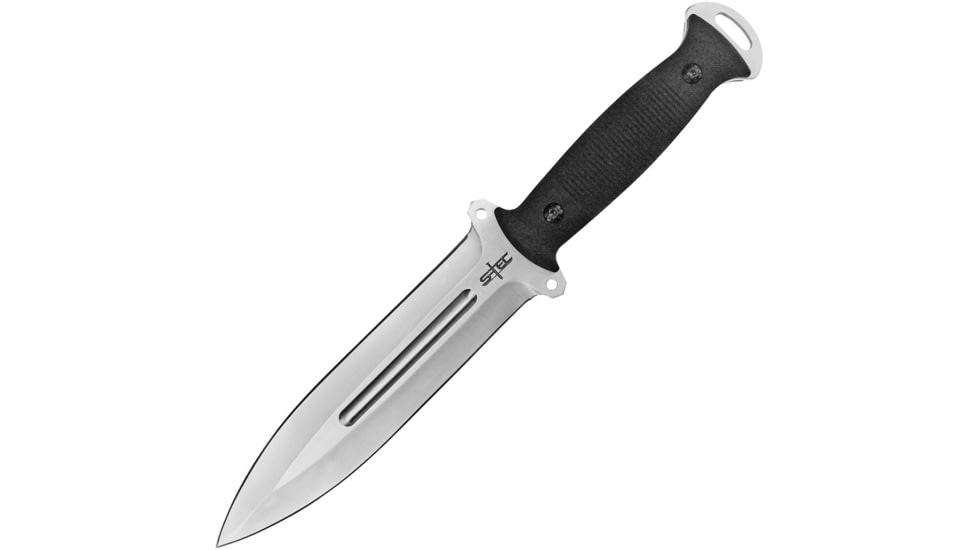 S-TEC Framelock Cleaver Blade Knife Fixed Blade Knife, 12in Overall, 7in Satin Double Edge 8Cr13Mov SS Blade, Black Textured G10 Handle, Black Nylon Sheath, T22010