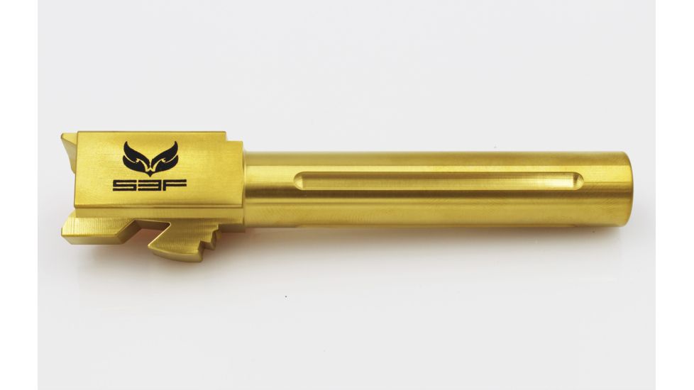 S3F Solutions Glock 26 Drop in Match Grade Barrel Fluted, Titanium Nitride, Gold S3FG26FTiN