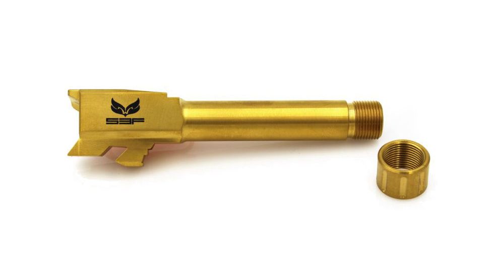 S3F Solutions Glock 43 Drop In Match Grade Barrel Fluted, Titanium Nitride, Gold, S3FG43FTiN