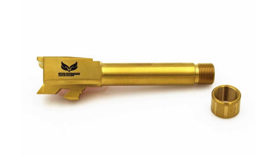 S3F Solutions Glock 43 Drop In Match Grade Barrel Threaded/ Fluted, Titanium Nitride, Gold, S3FG43T/FTiN