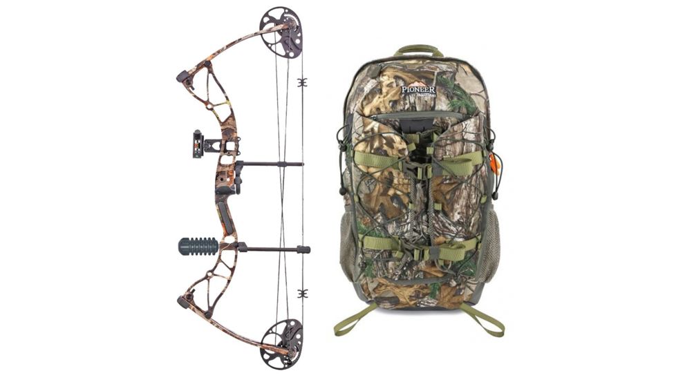 SA Sports Outdoor Gear Vulcan Compound Bow, Pkg. 17-31 in. 15-70 lbs RH, 571 W/ Vanguard Xl Hunting Backpack-Realtree Camo, 65785-KIT3