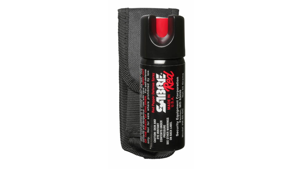 Sabre 2.0 oz Sabre Red Magnum 60 &amp; Hip Holster, BLACK BG-M-60L-NH-OC