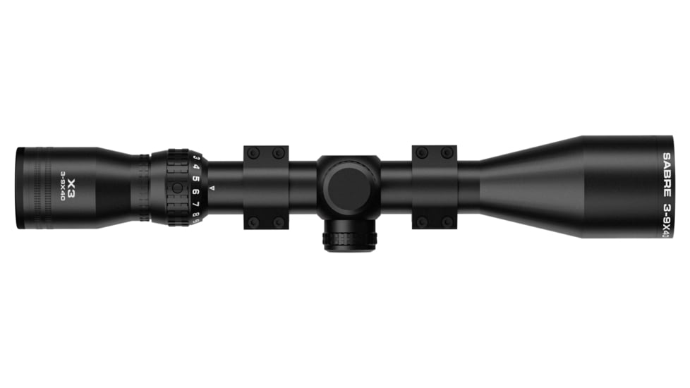 Sabre 3-9x40, 1 in Tube Rifle Scope, Second Focal Plane, HMD Half Mil Dot Reticle, Matte Black, sam3940