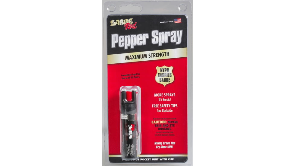 Sabre .75 oz Pocket Unit Pepper Spray w/Clip, BLACK P-22-OC-US