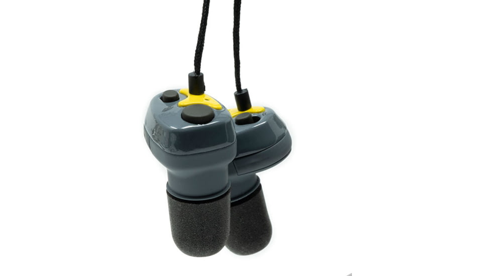 Saf-T-Ear Electronic Hearing Protection SafetyBuds, 25dB NRR, Gray/Yellow, ERSTE-BUDS