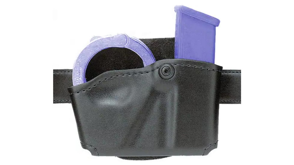 Safariland 573 Concealment Magazine Holder, Paddle, Single w/ Cuff Pouch - STX Plain Black, Left Hand 573-83-412
