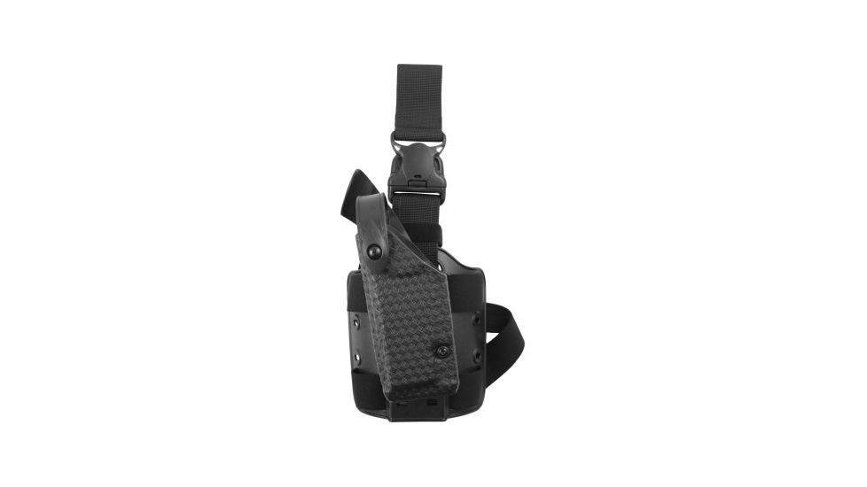 Safariland 6005 SLS Tactical Quick Release Holster - STX Basket, Left Hand - Leg Shroud Single Strap - Taser X26