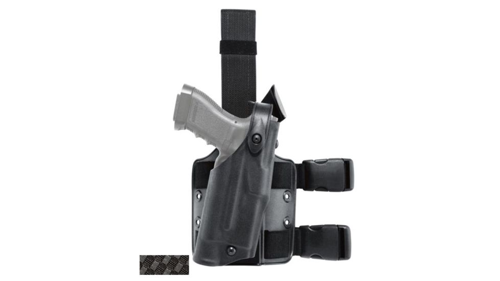 Safariland 6304 ALS/SLS Drop-Rig Tactical Holster, Right, STX Basket Weave, Black, 6304-83-481-MS25