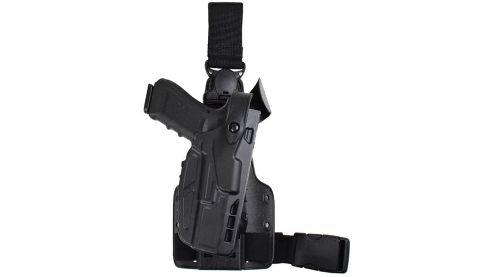 Safariland 7305-SP10 7TS ALS/SLS Single Strap Tactical Drop Leg Holster w/Quick Release, G19/G19X, SureFire X300U, Right, Plain, Black, 1320662