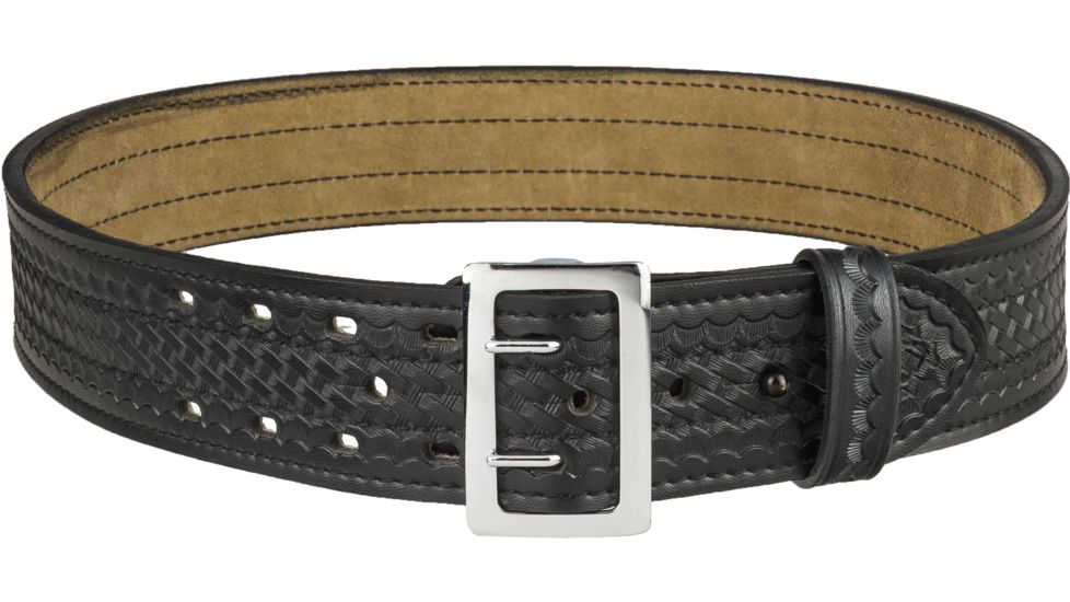 Safariland 87 Suede Lined Belt, Chrome Buckle, Basket Black, Waist 36 in