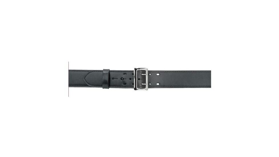 Safariland 875 Stitched Edge Belt, 2.25in Wide, Hi-Gloss Black, Chrome Buckle, Waist 58 in