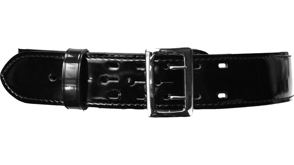 Safariland 875 Stitched Edge Belt, 2.25in Wide, Hi-Gloss Black, Chrome Buckle, Waist 50 in 