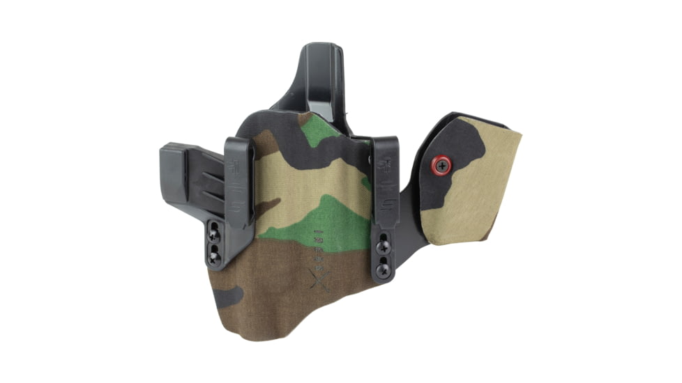 Safariland INCOG-X, Joint Collaboration with Haley Strategic, Inside the Waistband Holster, Fits Glock 17/19 with Light, Integrated Magazine Caddy, Microfiber Suede Wrapped Boltaron Construction, Woodland Camo, Right Hand, 1341387