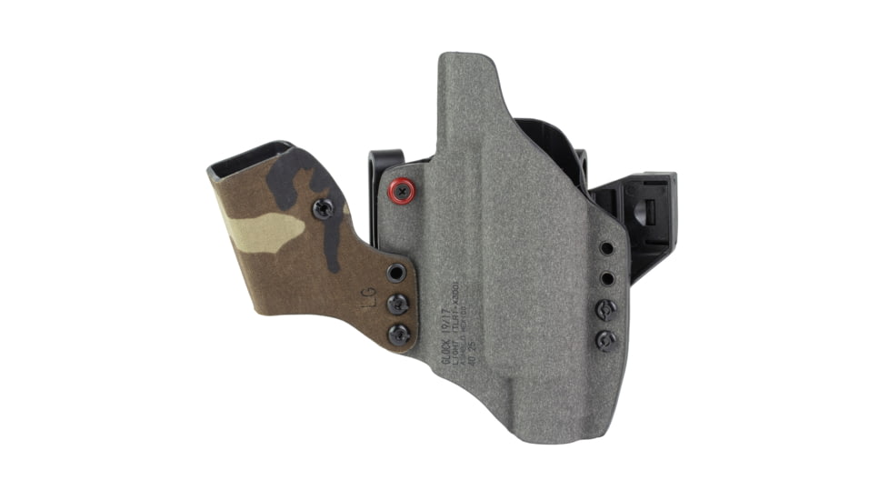 Safariland INCOG-X, Joint Collaboration with Haley Strategic, Inside the Waistband Holster, Fits Glock 17/19 with Light, Integrated Magazine Caddy, Microfiber Suede Wrapped Boltaron Construction, Woodland Camo, Right Hand, 1341387