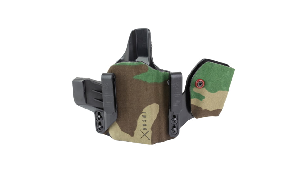 Safariland INCOG-X, Joint Collaboration with Haley Strategic, Inside the Waistband Holster, Fits Glock 17/19 with Light, Integrated Magazine Caddy, Microfiber Suede Wrapped Boltaron Construction, Woodland Camo, Right Hand, 1341342