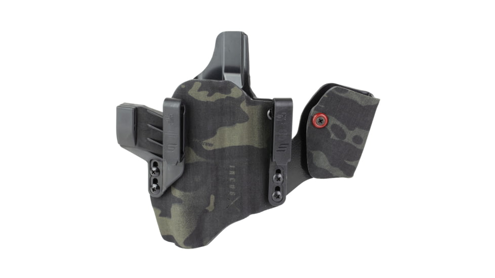 Safariland INCOG-X, Joint Collaboration with Haley Strategic, Inside the Waistband Holster, Fits Glock 17/19 with Light, Integrated Magazine Caddy, Microfiber Suede Wrapped Boltaron Construction, Multicam Black, Right Hand, 1341383