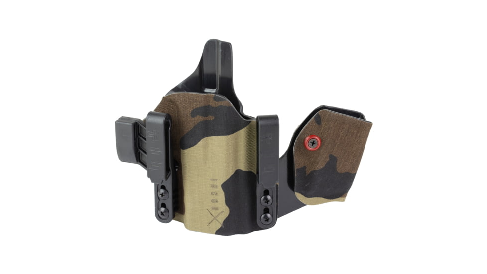 Safariland INCOG-X, Joint Collaboration with Haley Strategic, Inside the Waistband Holster, Fits Glock 43X/48, Integrated Magazine Caddy, Microfiber Suede Wrapped Boltaron Construction, Woodland Camo, Right Hand, 1341411