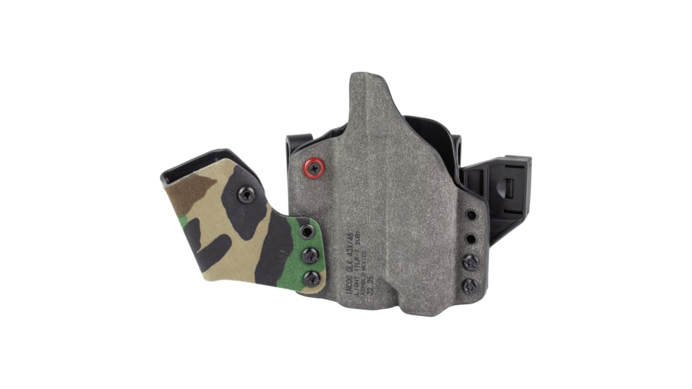Safariland INCOG-X, Joint Collaboration with Haley Strategic, Inside the Waistband Holster, Fits Glock 43X/48 with Light, Integrated Magazine Caddy, Microfiber Suede Wrapped Boltaron Construction, Woodland Camo, Right Hand, 1341405