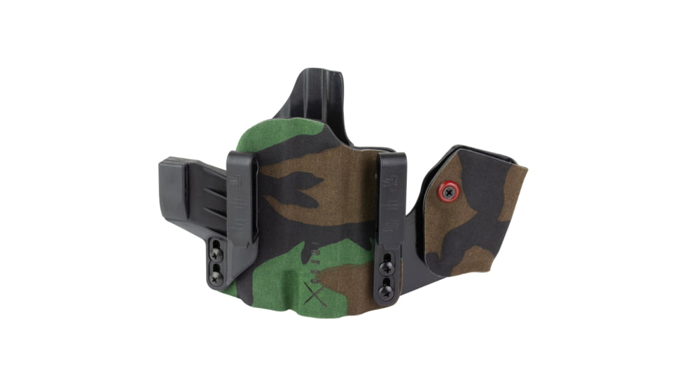 Safariland INCOG-X, Joint Collaboration with Haley Strategic, Inside the Waistband Holster, Fits SIG P365/X/XL with Light, Integrated Magazine Caddy, Microfiber Suede Wrapped Boltaron Construction, Woodland Camo, Right Hand, 1341419