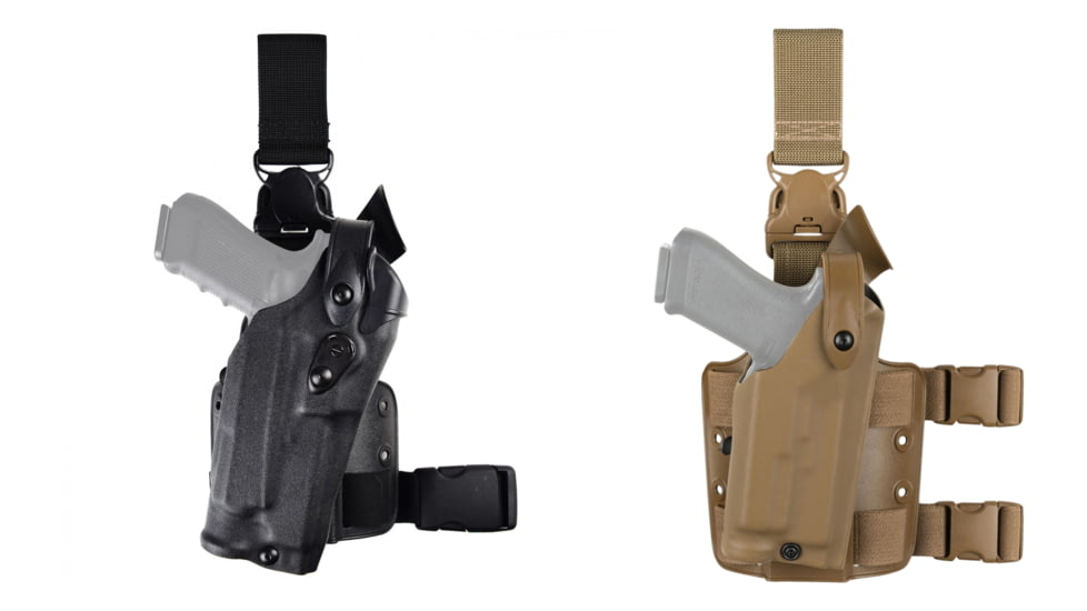 Safariland Model 6305 ALS/SLS Tactical Quick-Release Leg Strap Holster, Black, Coyote Brown