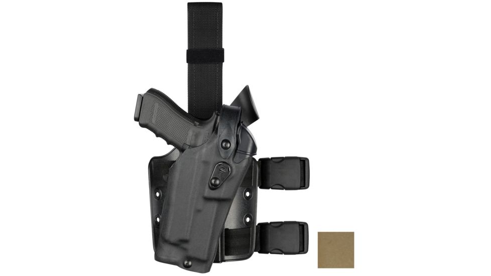 Safariland Model 6304RDS-SP10 ALS/SLS Drop Leg Holster, S&amp;W M&amp;P 9mm/.40 &amp; M&amp;P 2.0 .40 only w/Sure Fire X300, Right Hand, Plain, Single Strap, Drop Flex Adapter, Flat Dark Earth, 6304RDS-2192-551-MS25